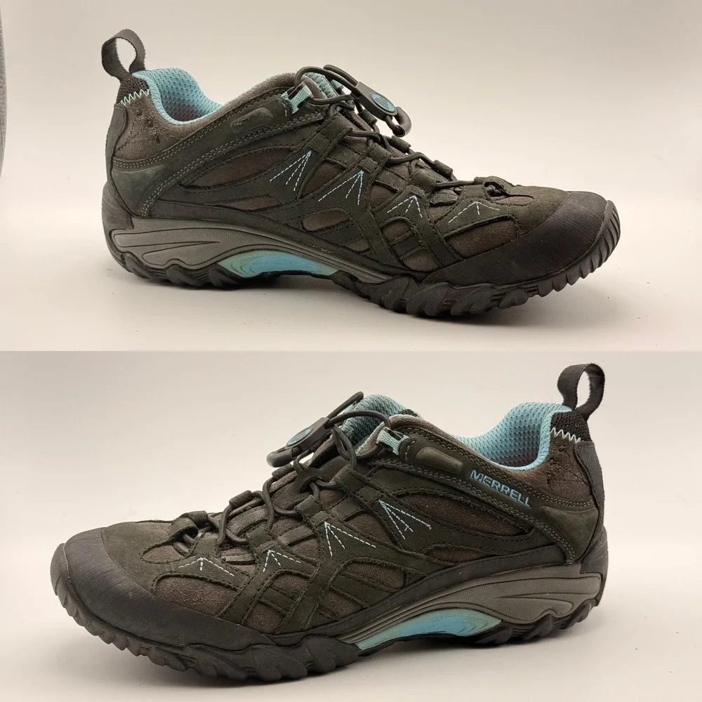Merrell Women's Brown and Light Blue Athletic Trail Shoes